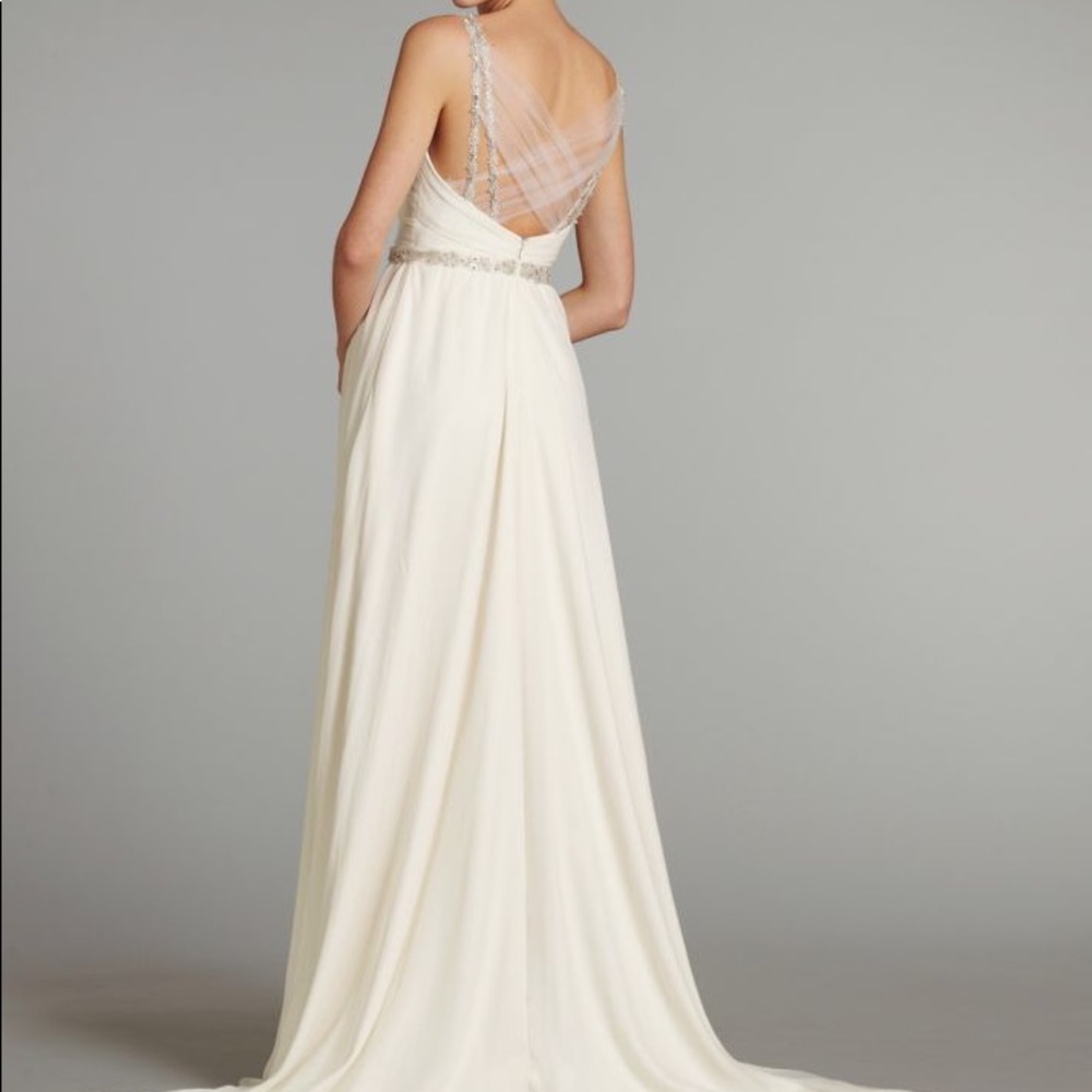 Custom Beaded Strappy Chiffon Wedding Dress